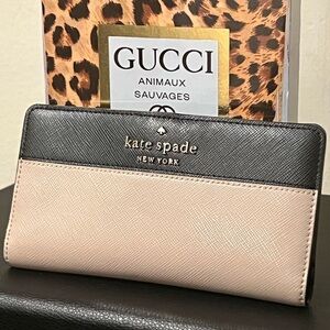Kate Spade Black and Cream Wallet EUC